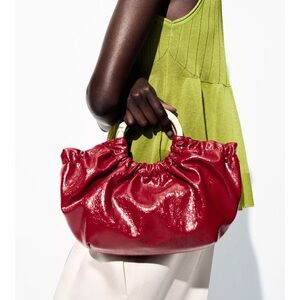 NWT Zara Elegant Red Leather Handbag